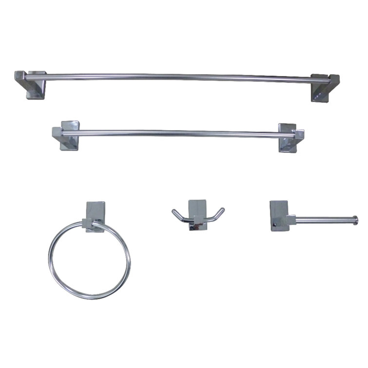 Polished Chrome 5-Piece Metal Bathroom Hardware Set