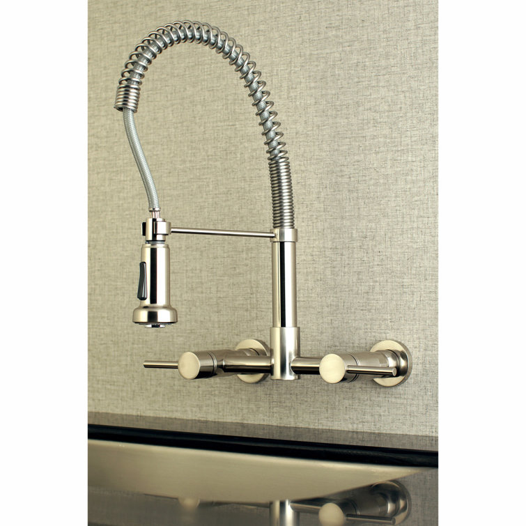 Concord Modern Brushed Nickel Wall Mount Pull-Down Kitchen Faucet