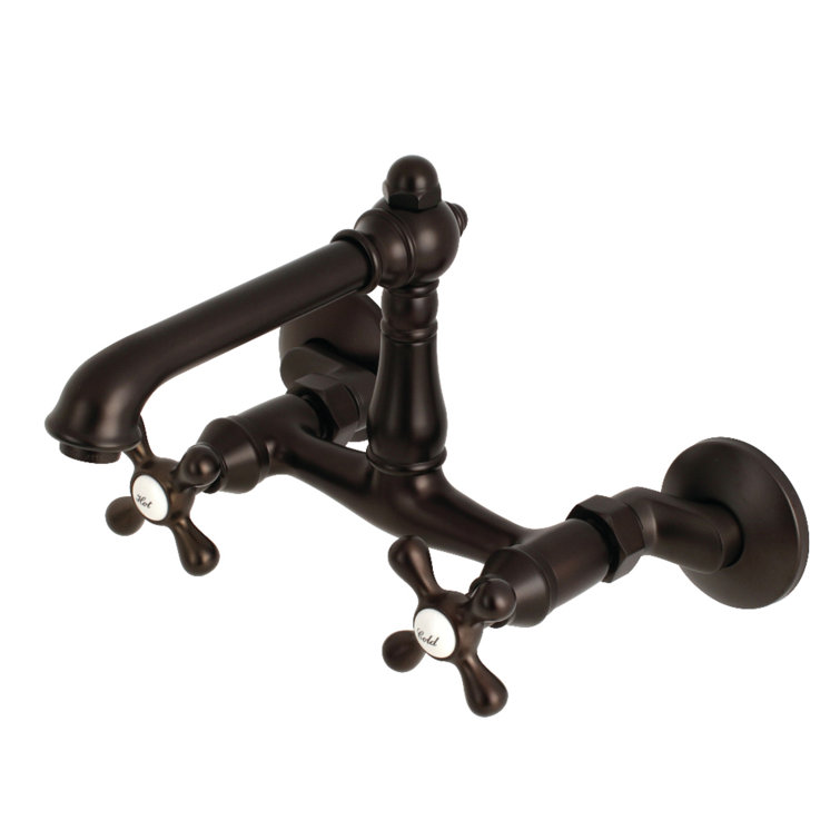 Oil Rubbed Bronze Wall-Mount Double-Handle Kitchen Faucet