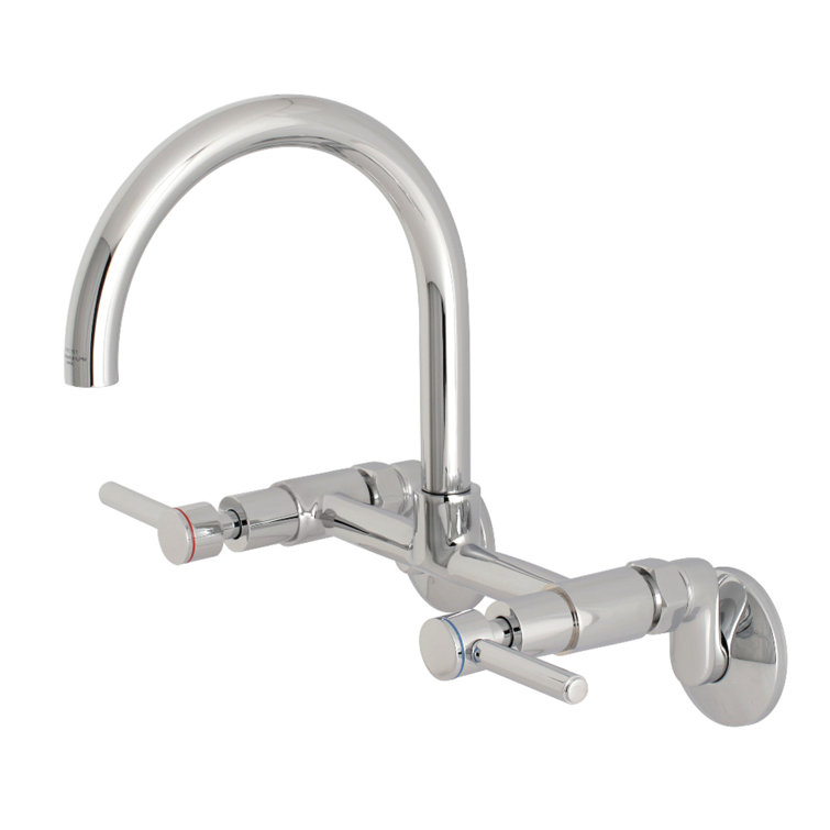 Concord Polished Chrome Wall Mount Kitchen Faucet with Lever Handles
