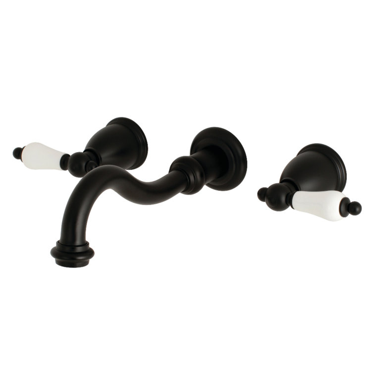 Elegant Vintage 2-Handle Oil Rubbed Bronze Wall Mount Bathroom Faucet