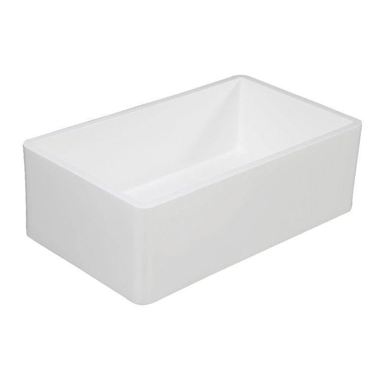 Matte White Stone Apron-Front Single Bowl Farmhouse Kitchen Sink