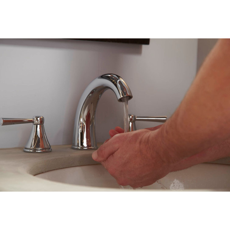 Polished Nickel Two Handle Widespread Bathroom Faucet