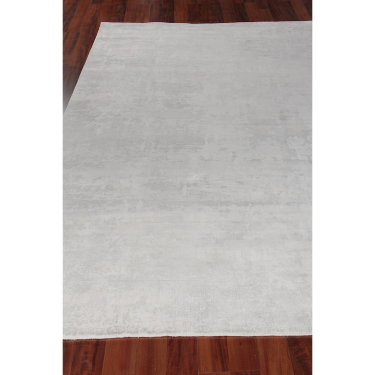 Gray Handmade 10' x 14' Viscose Area Rug