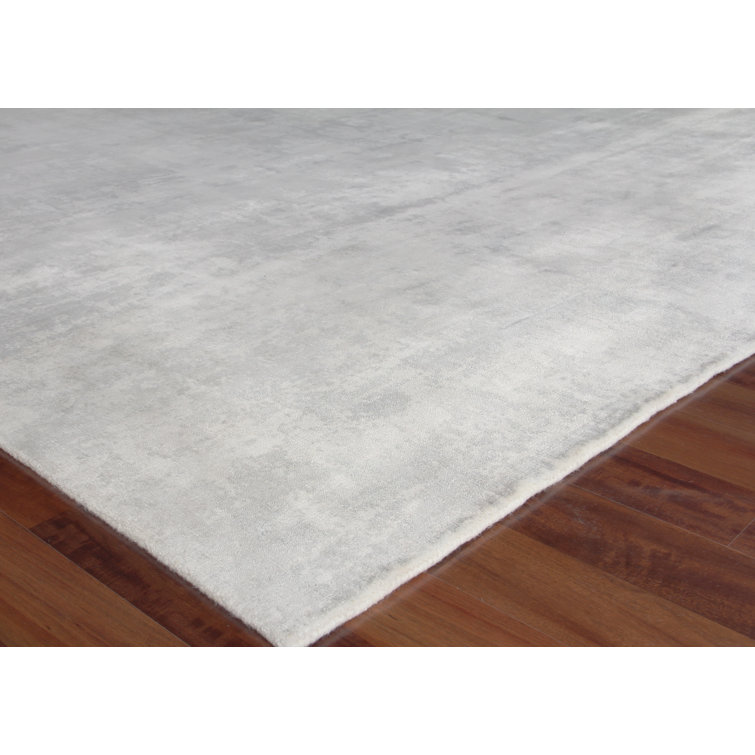 Gray Handmade 10' x 14' Viscose Area Rug