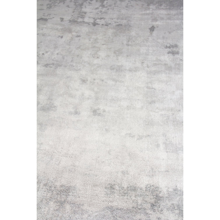 Gray Handmade 10' x 14' Viscose Area Rug