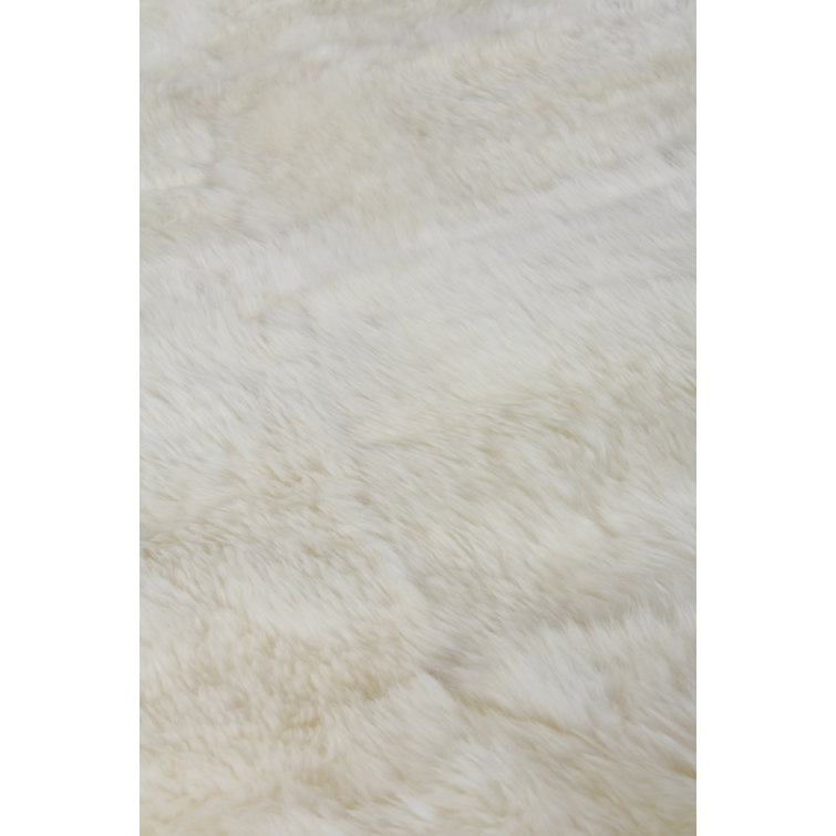 Ivory Sheepskin High Pile Flat Woven Area Rug