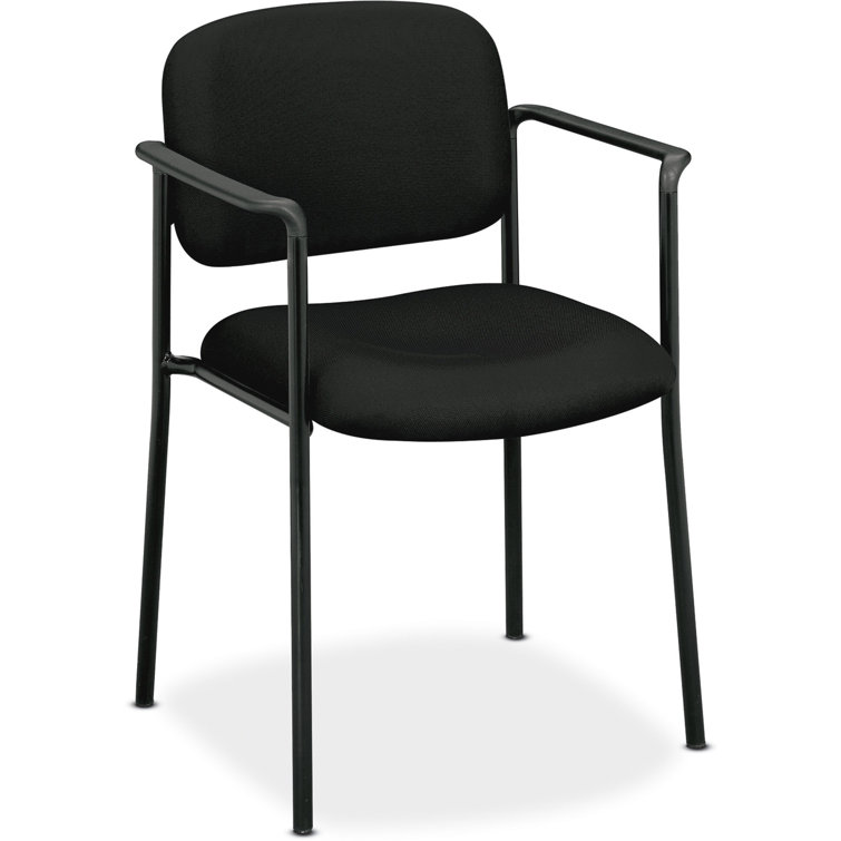 Black Metal and Fabric Stackable Guest Chair with Arms
