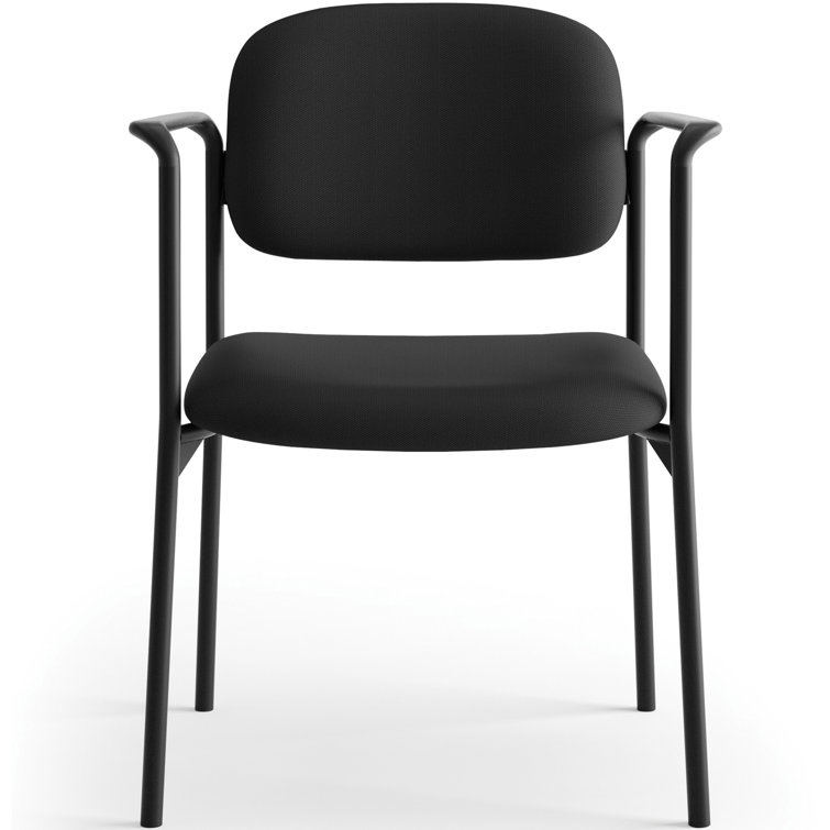Black Metal and Fabric Stackable Guest Chair with Arms