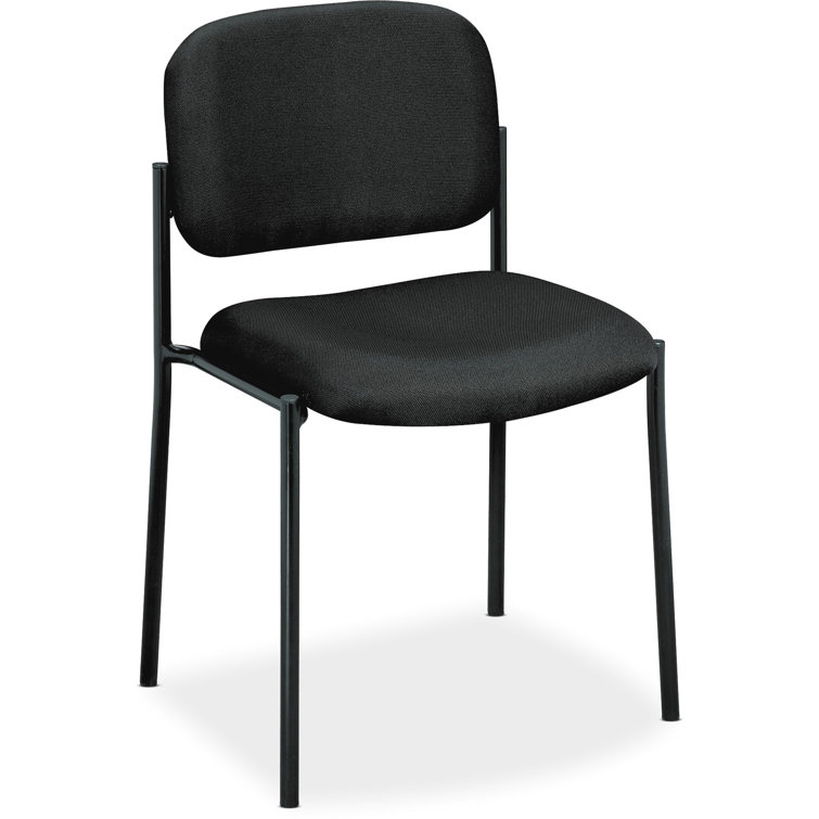 Contemporary Black Fabric and Metal Stacking Guest Chair