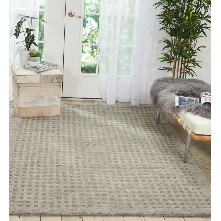 Charcoal Shadowbox 5' x 7' Hand-Woven Wool Area Rug