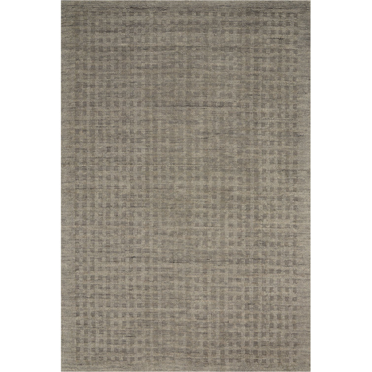 Charcoal Shadowbox 5' x 7' Hand-Woven Wool Area Rug