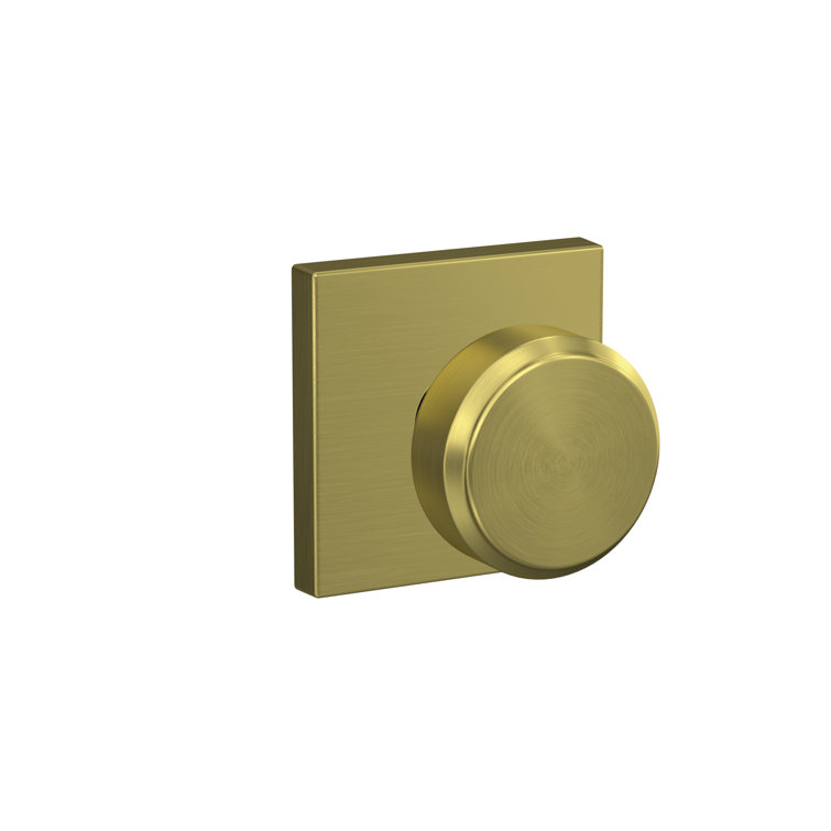 Satin Brass Modern Dummy Door Knob Set with Collins Trim