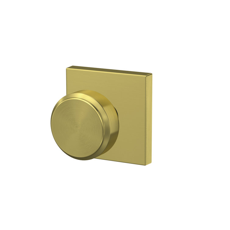 Satin Brass Modern Dummy Door Knob Set with Collins Trim