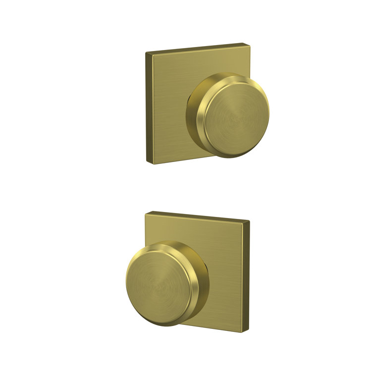 Satin Brass Modern Dummy Door Knob Set with Collins Trim