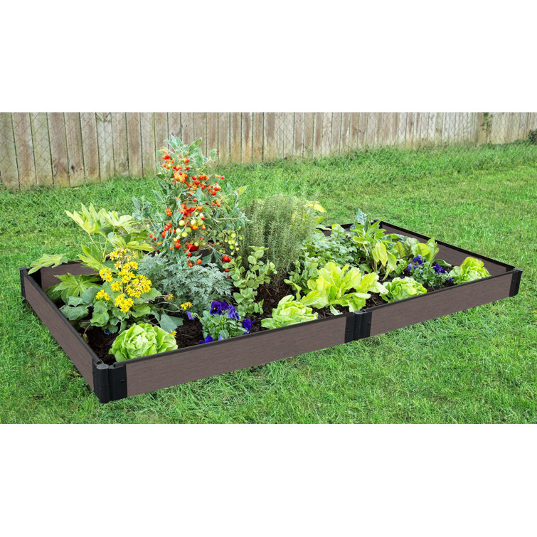 Weathered Wood Composite Raised Garden Bed with Black Brackets