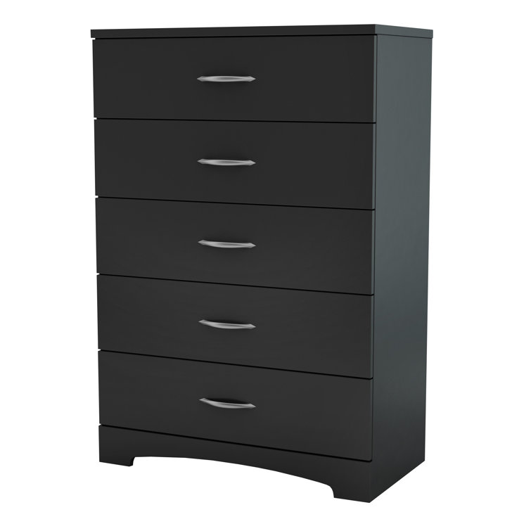 Pure Black 5-Drawer Nursery Dresser with Soft Close
