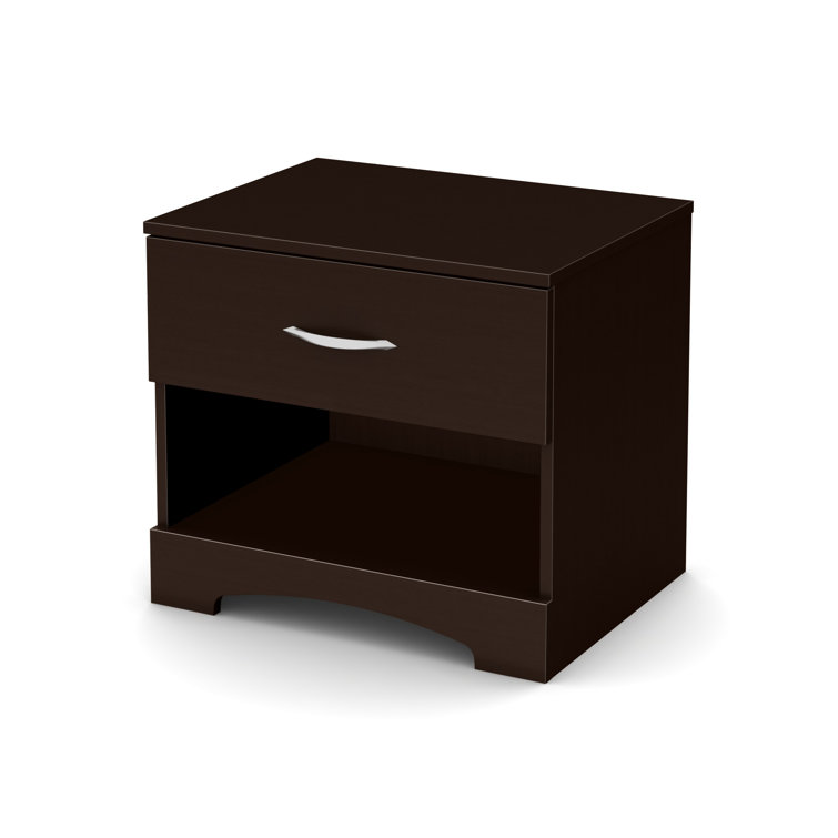 Chocolate Brown 1-Drawer Nightstand with Open Shelf