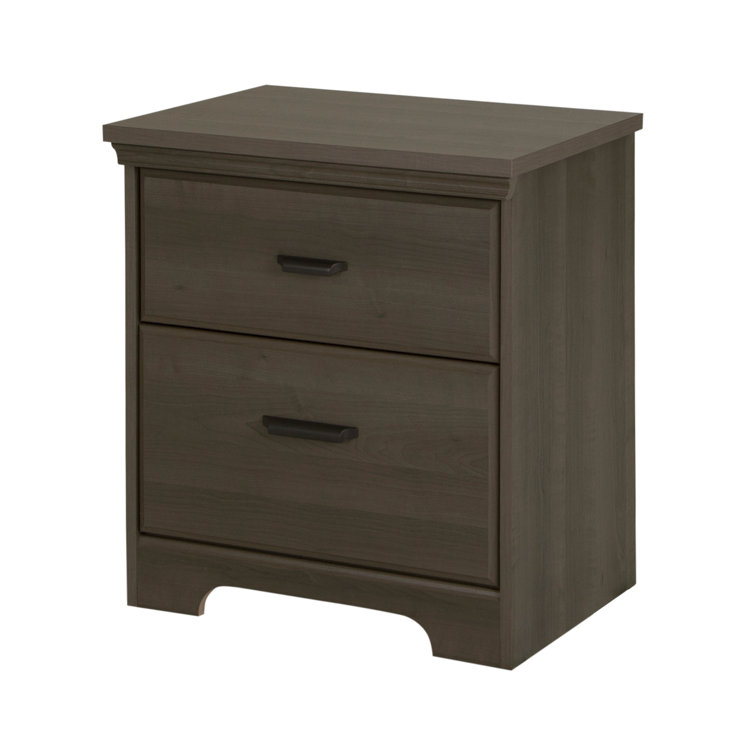 Gray Maple 2-Drawer Traditional Nightstand