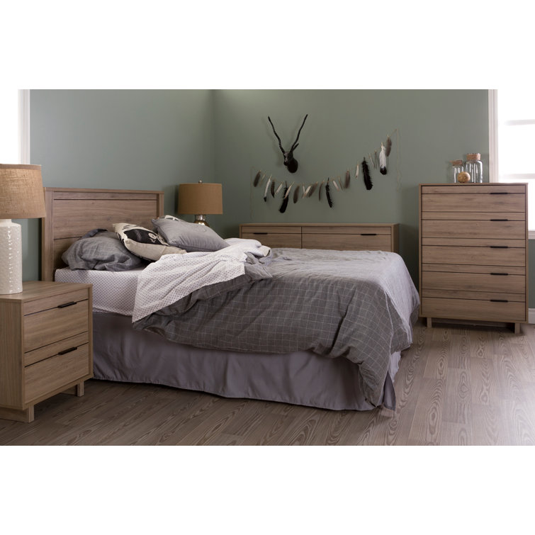 Fynn Rustic Oak 2-Drawer Nightstand with Black Metal Hardware