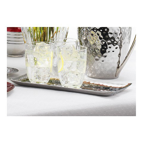 Aurora Elegant Hand-Hammered Stainless Steel Rectangular Tray