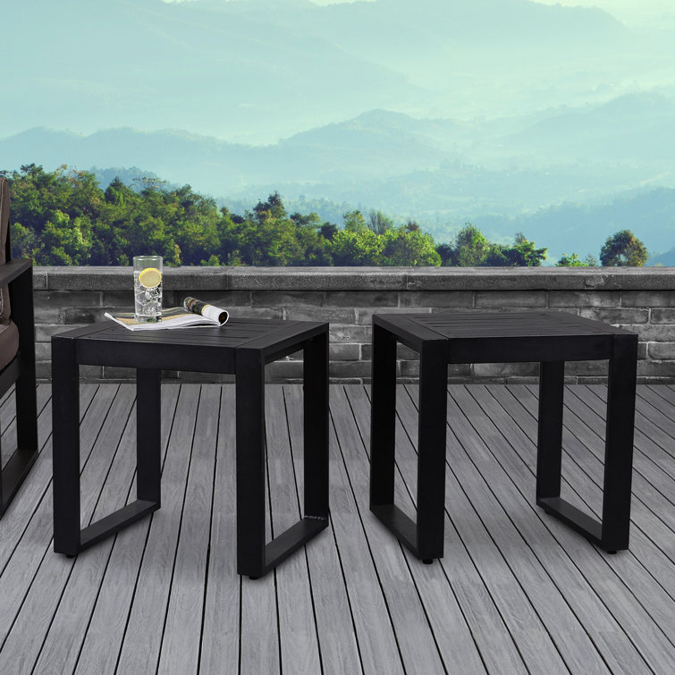 Baltic Black Aluminum 20" Outdoor Side Tables Set