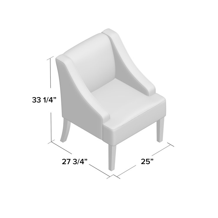 Classic Gray Stripe Swoop Armchair with Wood Legs