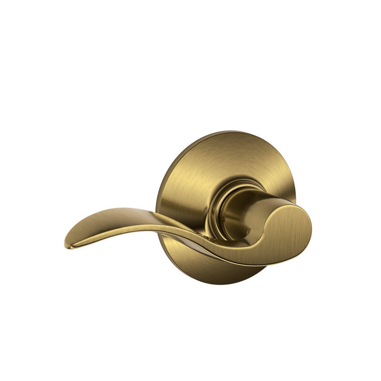 Antique Brass Wave Design Passage Lever for Interior Doors