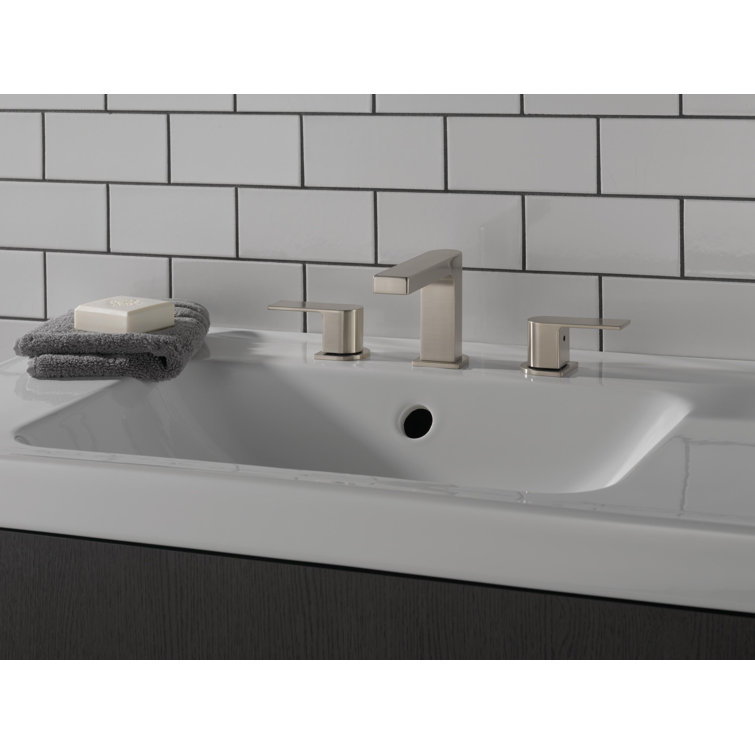 Xander Brushed Nickel Widespread Bathroom Faucet with Drain