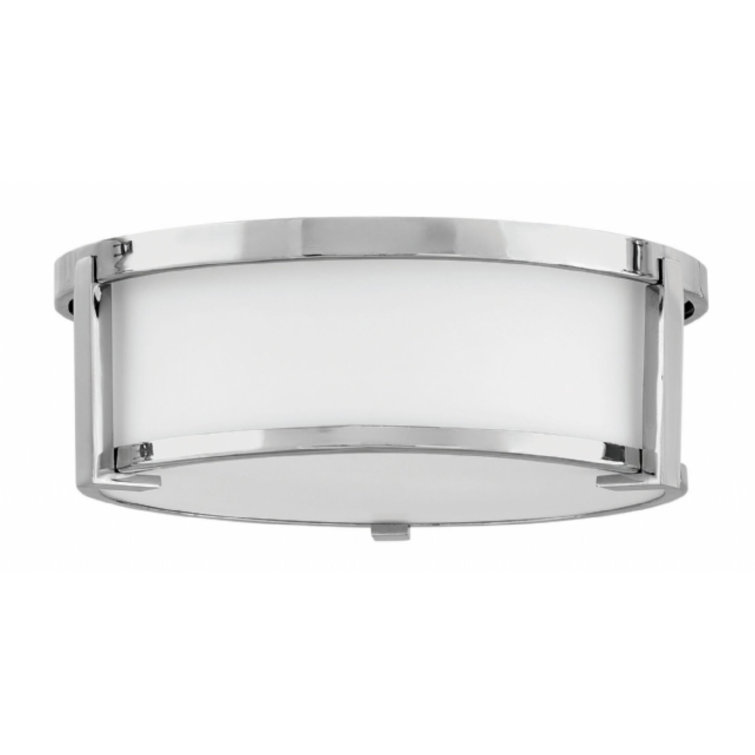 Lowell Transitional Chrome 2-Light Flush Mount with Etched Opal Shade