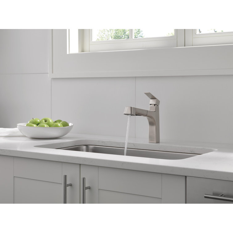 Xander Dual-Handle Stainless Steel Modern Pull-Out Kitchen Faucet