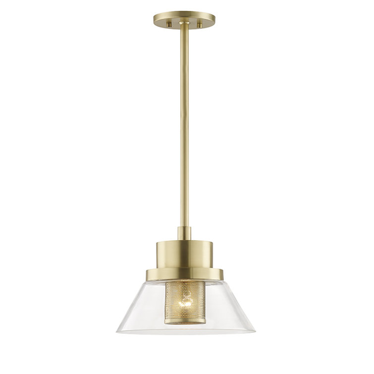 Aged Brass Elegance 15.5" Clear Glass 1-Light Pendant