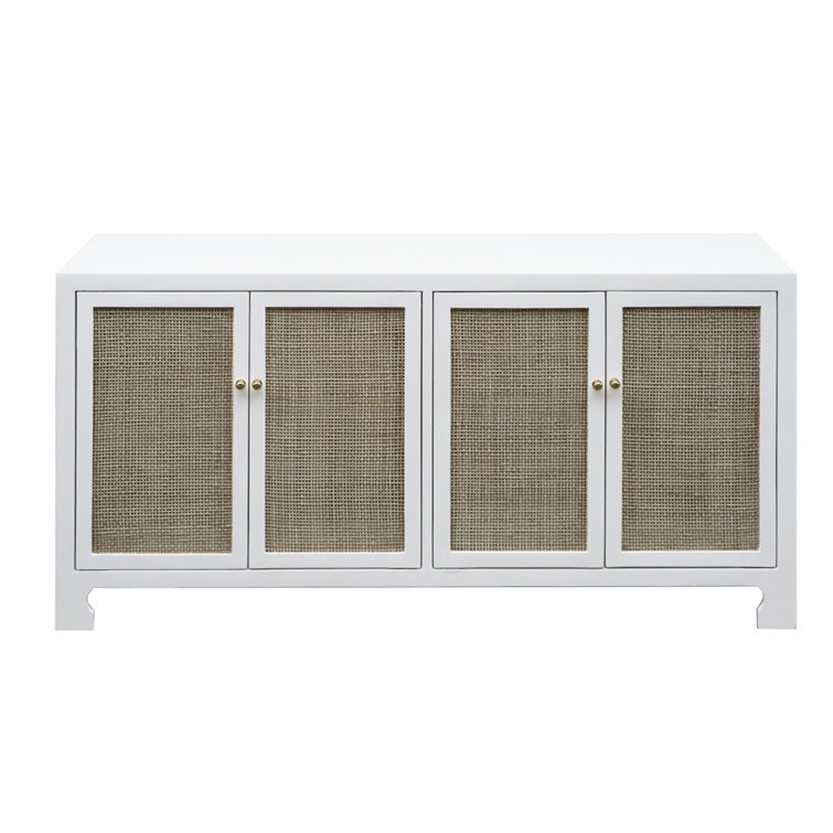 Sofia 58'' Contemporary White Lacquer Media Cabinet with Adjustable Shelving