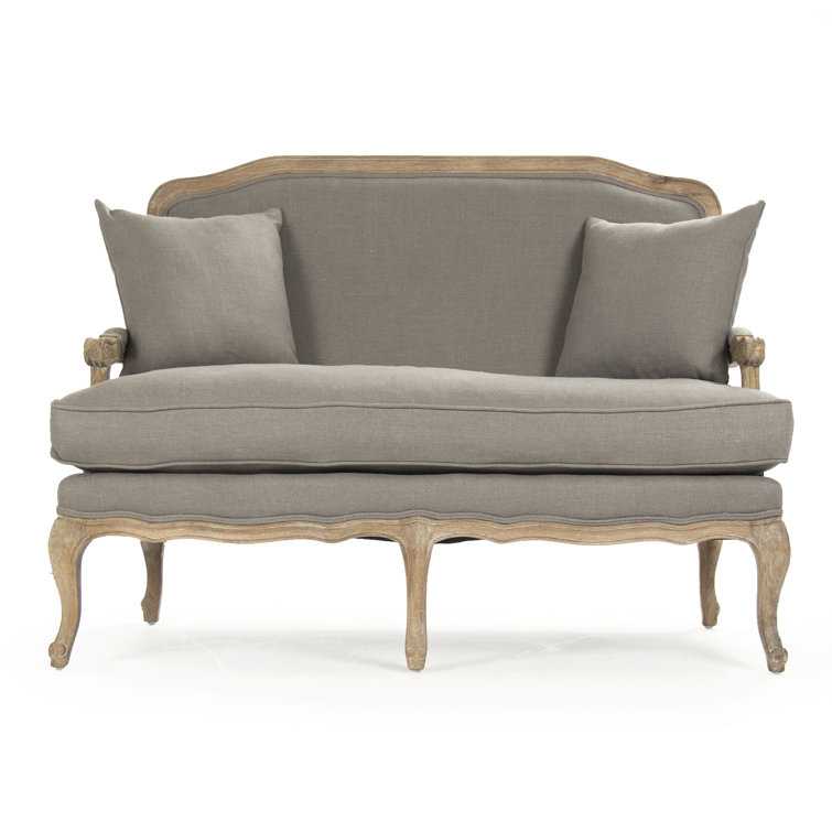 Limed Grey Oak Frame with Grey Linen Upholstery Settee