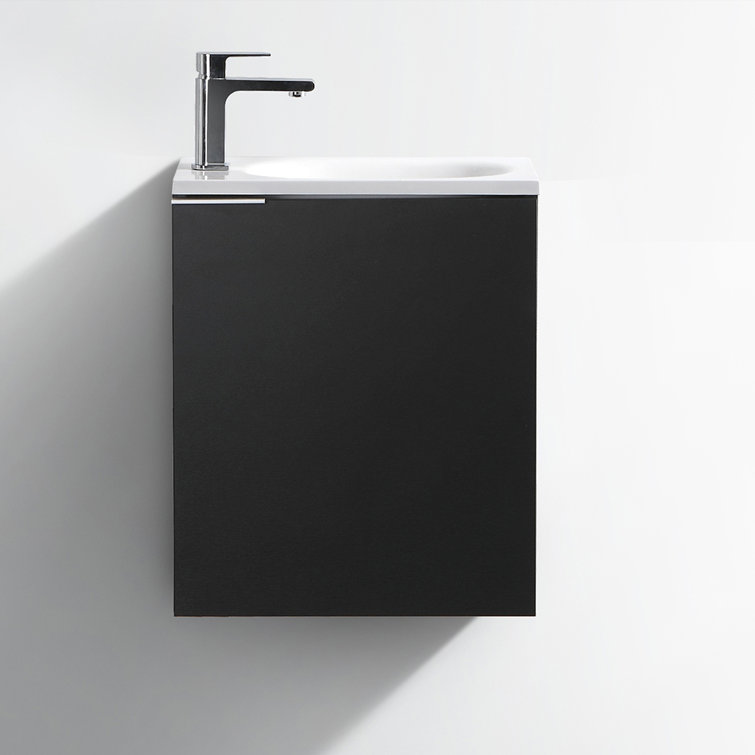 Valencia 20" Black Wall-Mount Vanity with White Acrylic Sink