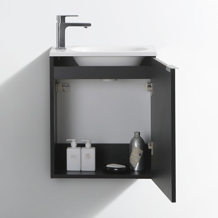 Valencia 20" Black Wall-Mount Vanity with White Acrylic Sink