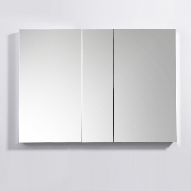 Mirrored Aluminum Frameless Rectangular Bathroom Medicine Cabinet