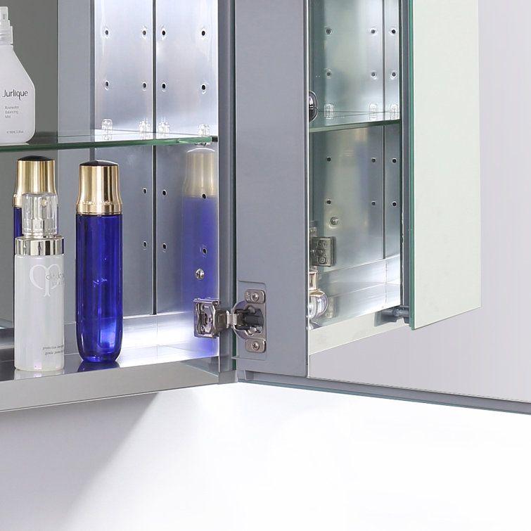 Modern 59" Wide Frameless Rectangular Bathroom Medicine Cabinet with Mirrored Finish