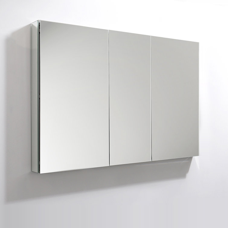 Mirrored Aluminum Frameless Rectangular Bathroom Medicine Cabinet