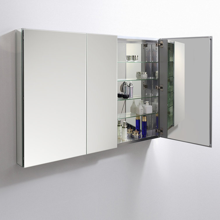 Mirrored Aluminum Frameless Rectangular Bathroom Medicine Cabinet