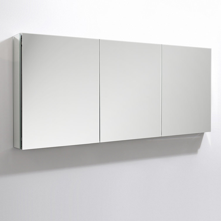 Modern 59" Wide Frameless Rectangular Bathroom Medicine Cabinet with Mirrored Finish
