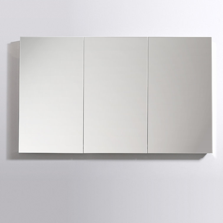Modern 59" Wide Frameless Rectangular Bathroom Medicine Cabinet with Mirrored Finish