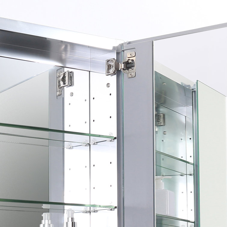 Modern 59" Wide Frameless Rectangular Bathroom Medicine Cabinet with Mirrored Finish