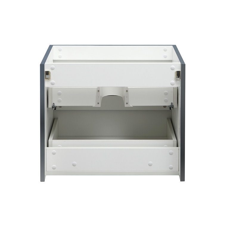 Valencia 24" Glossy Gray MDF Wall-Mount Vanity Base