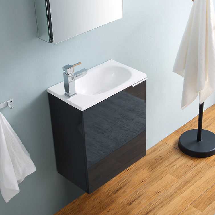 Valencia 20" Glossy Gray Wall-Mounted Vanity Set with Medicine Cabinet