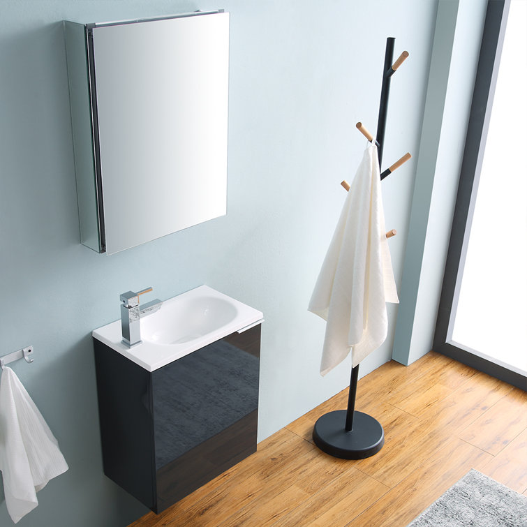 Valencia 20" Glossy Gray Wall-Mounted Vanity Set with Medicine Cabinet