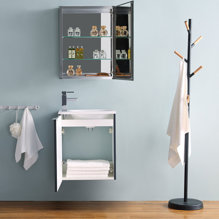 Valencia 20" Glossy Gray Wall-Mounted Vanity Set with Medicine Cabinet