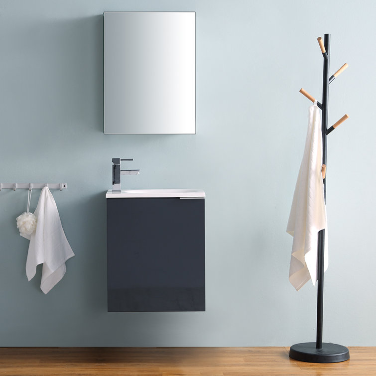 Valencia 20" Glossy Gray Wall-Mounted Vanity Set with Medicine Cabinet