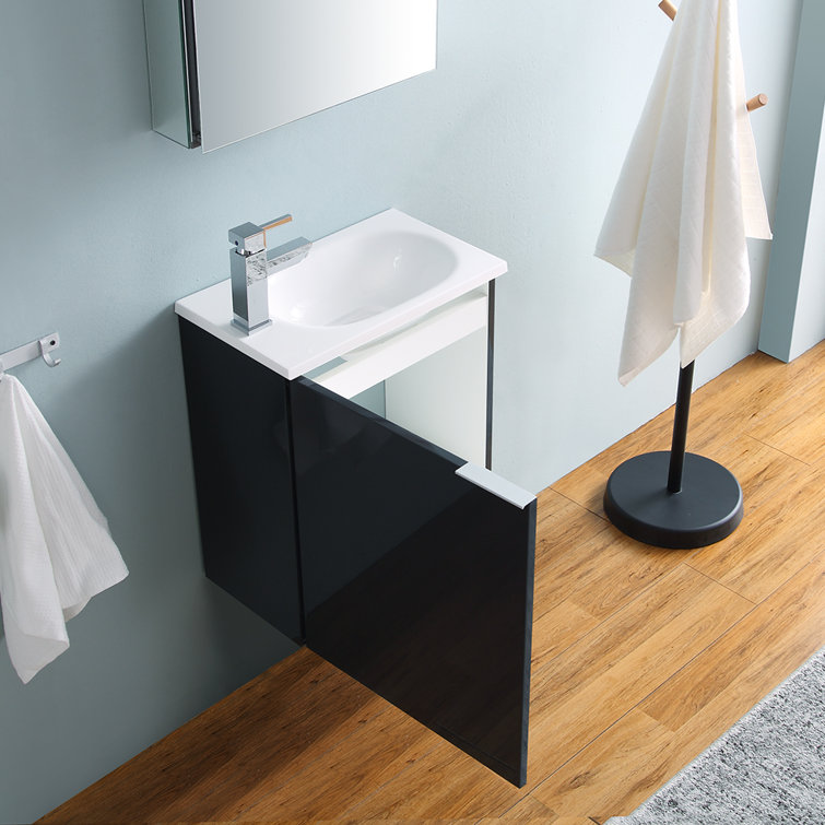 Valencia 20" Glossy Gray Wall-Mounted Vanity Set with Medicine Cabinet