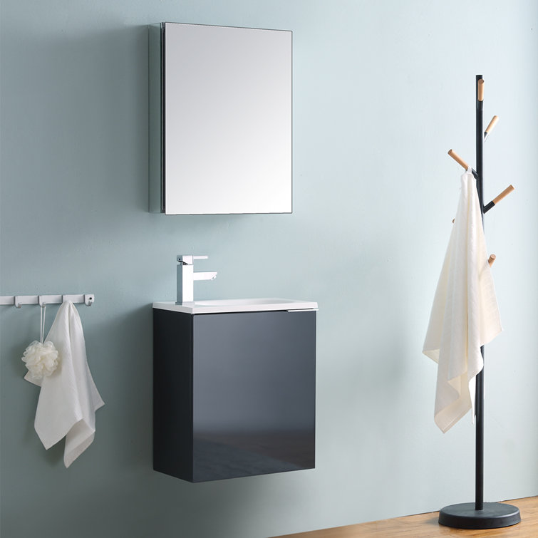 Valencia 20" Glossy Gray Wall-Mounted Vanity Set with Medicine Cabinet